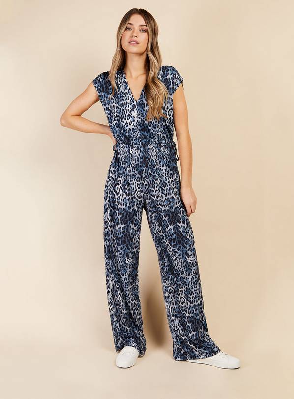 Blue leopard discount print jumpsuit